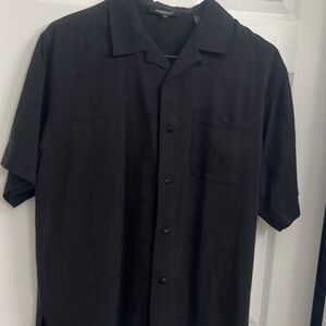 Banana Republic Black Short-Sleeve Camp Collar Shirt